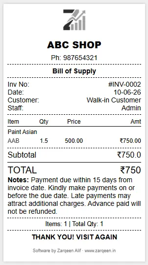 Thermal Invoice Template